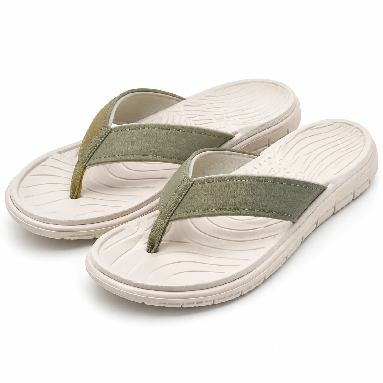 Infradito 40/41 in materiale sintetico verde e beige - leggere per tempo libero