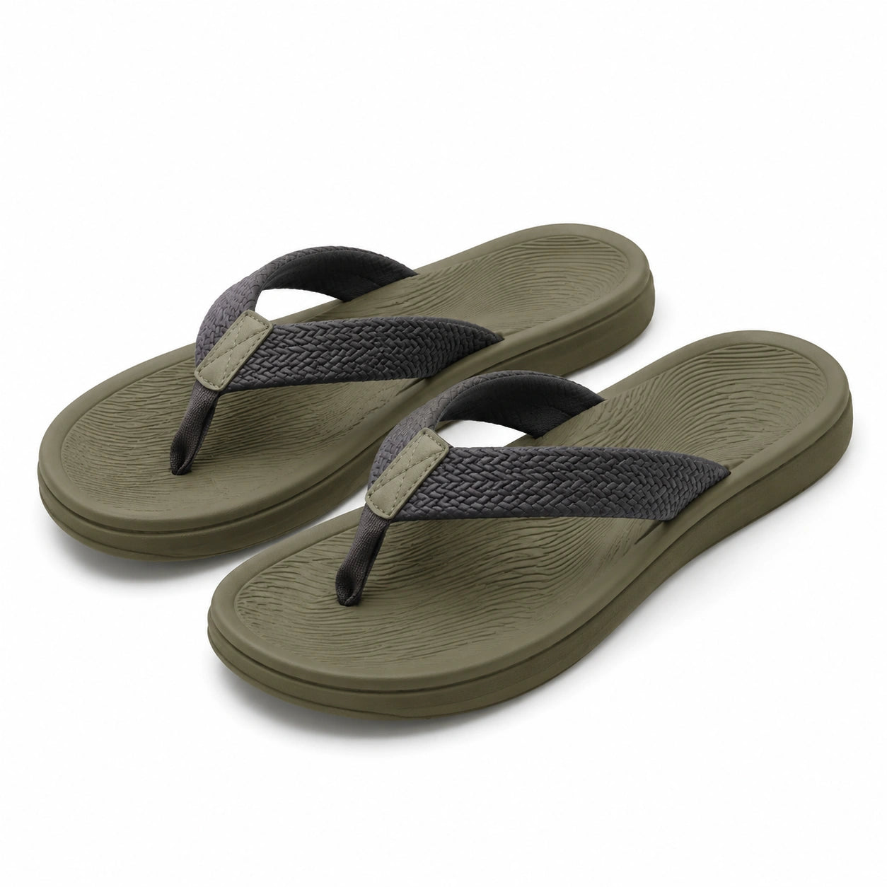 Infradito 40/41 verde oliva con fascia intrecciata e suola sintetica casual