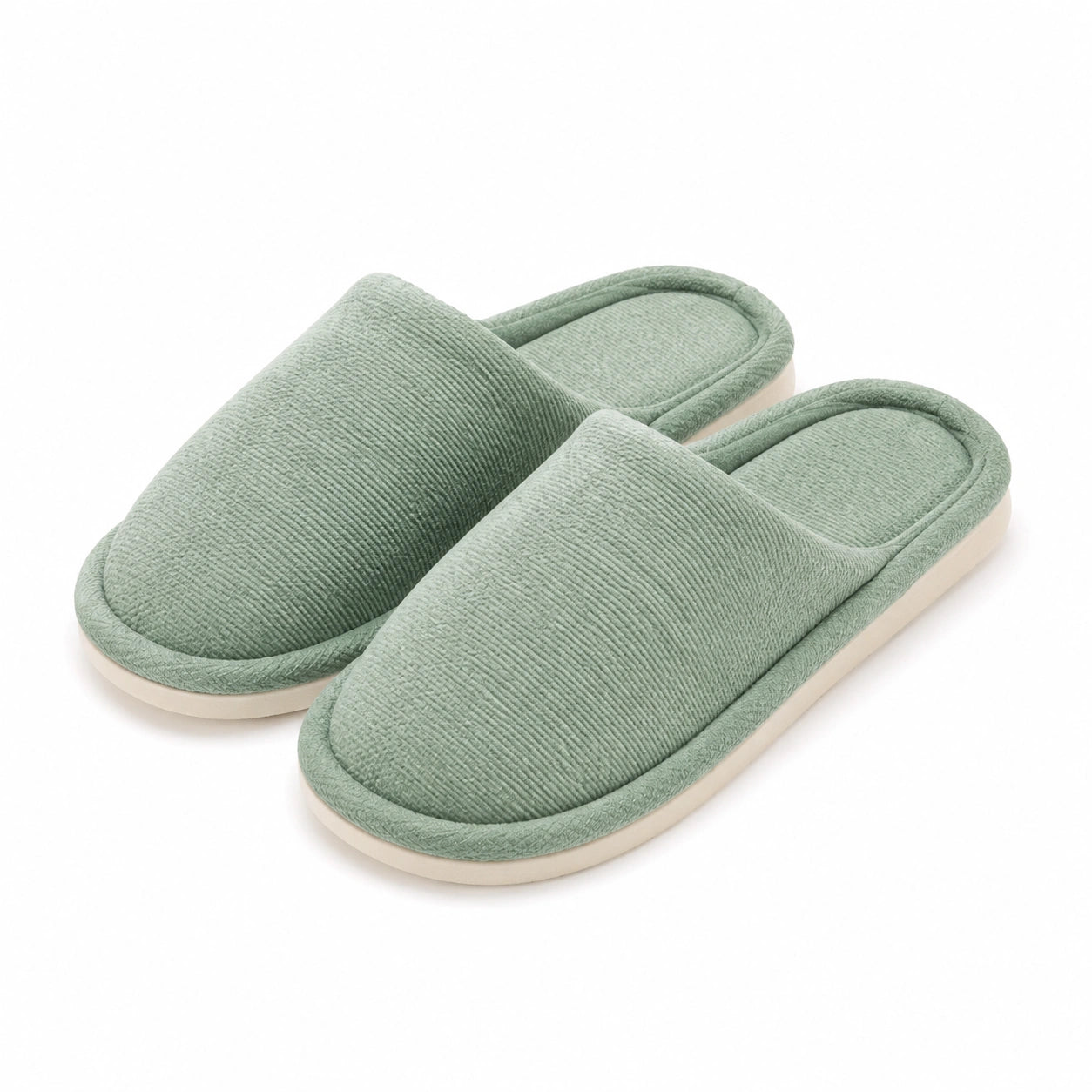 Pantofole da casa 42/43 in tessuto verde salvia - suola bassa